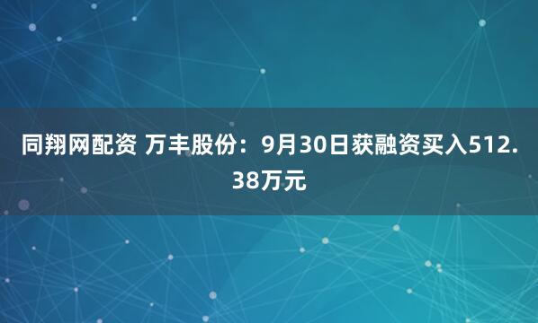 同翔网配资 万丰股份:9月30日获融资买入512.38万元